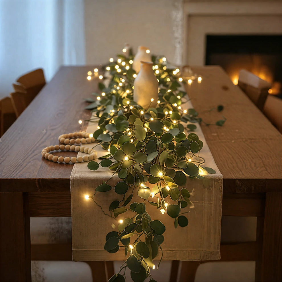 EucaGlow LED Garland – Wireless Warm Eucalyptus Lighting