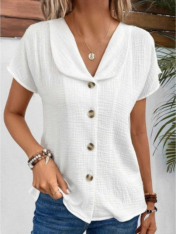 Nerida |Top with Collar and Buttons