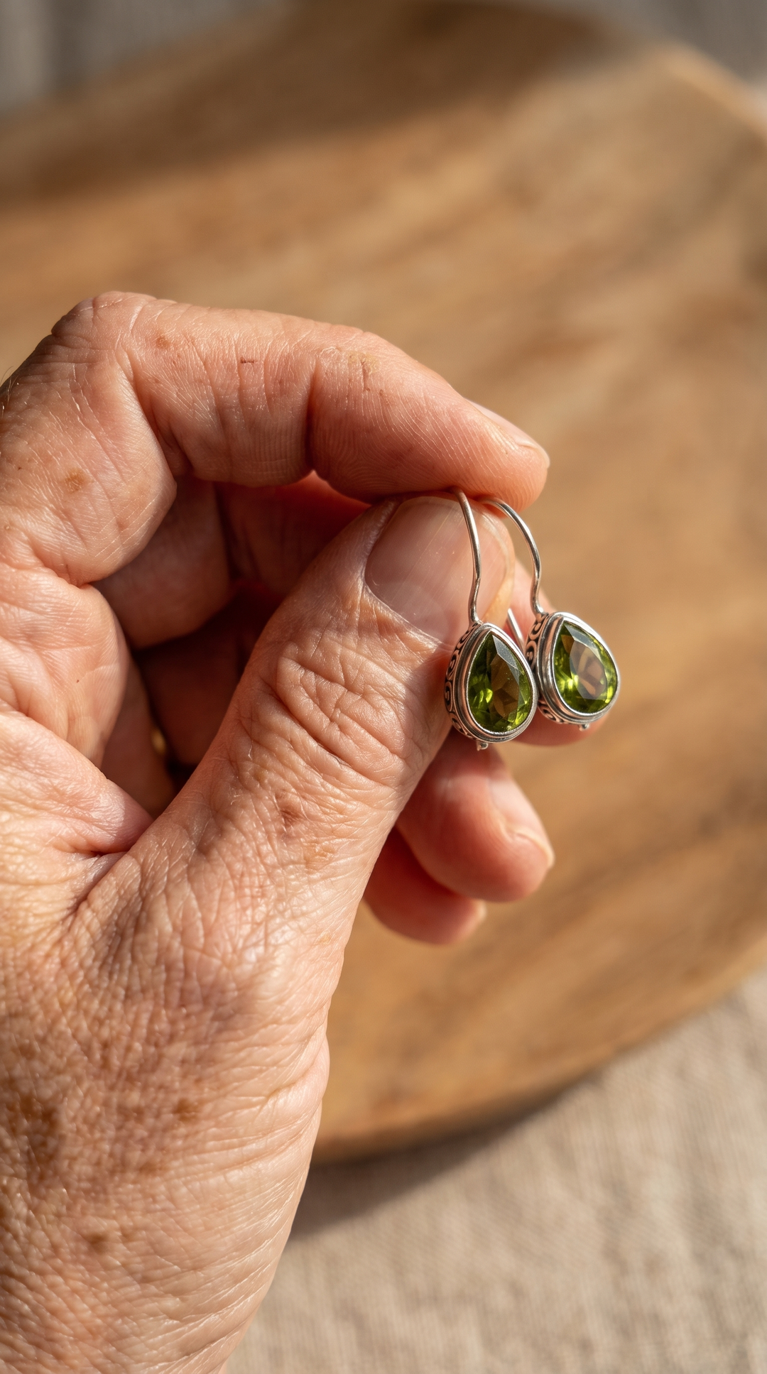 Aloura | Bali Handcrafted Peridot Earrings