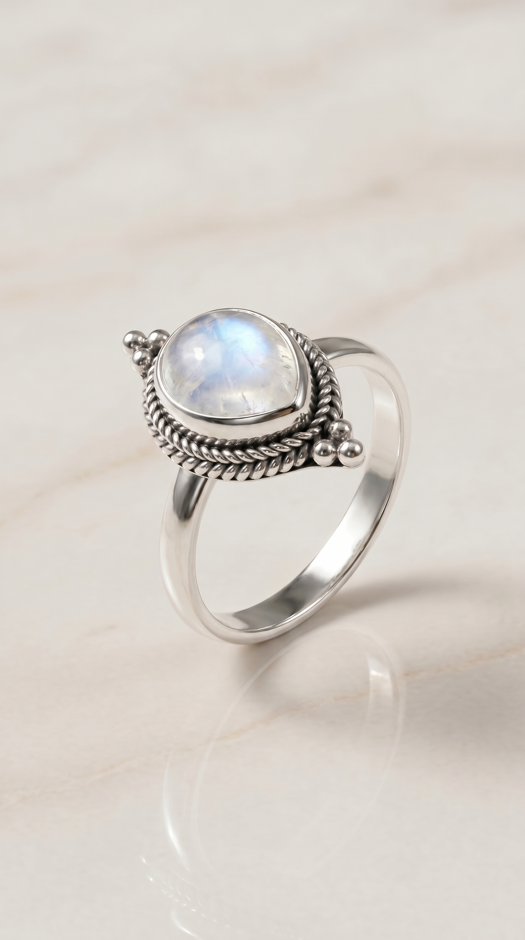 Marquise | Moonstone Handcrafted Bali Ring